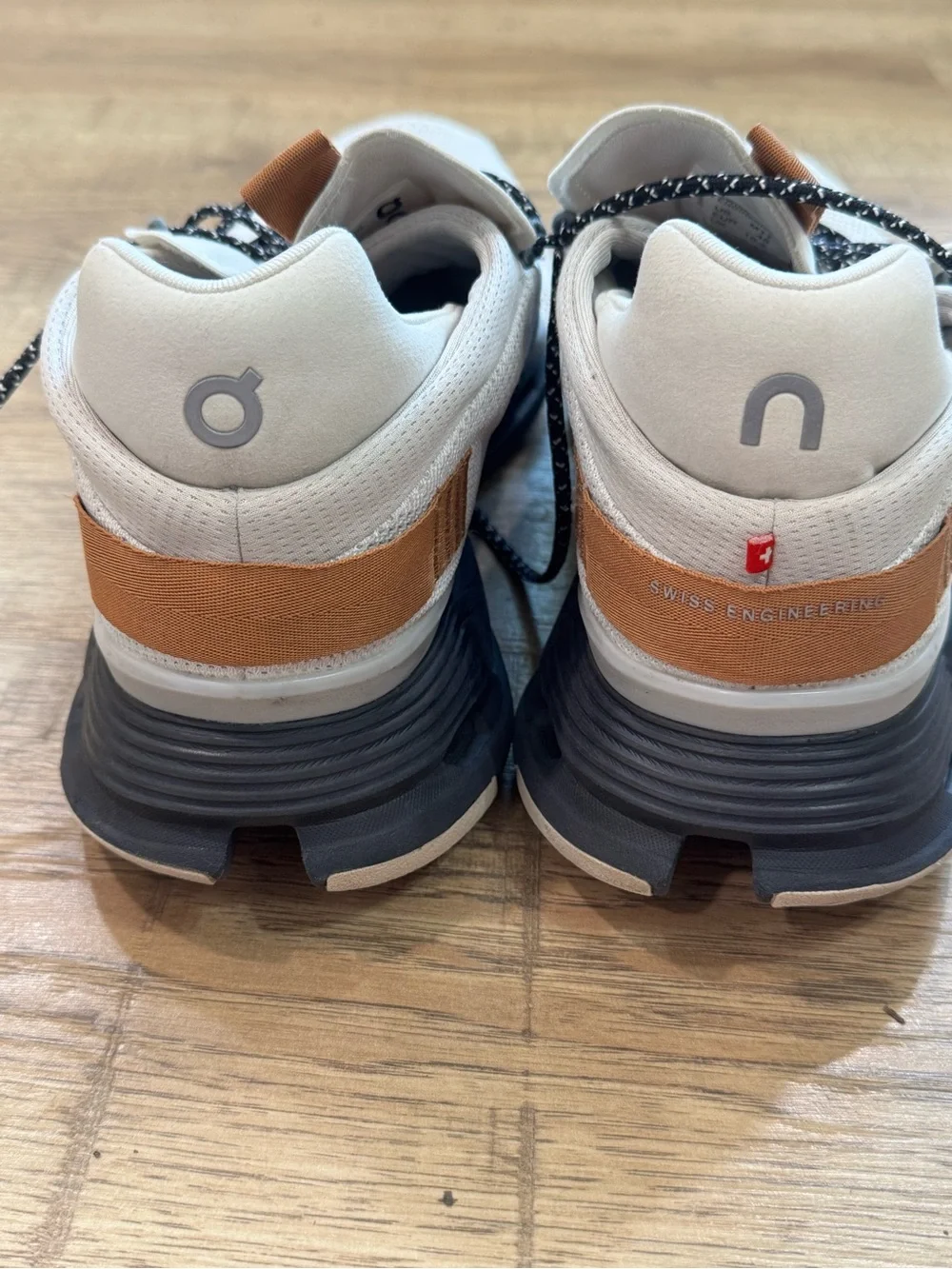 On Running Men's White and Brown Sneakers with Black Sole
